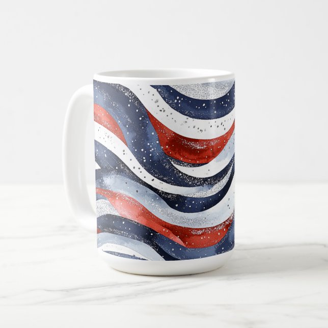 Mug Rouge Blanc Bleu Nautique   (Devant gauche)