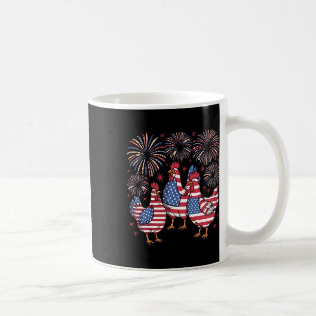 Mug Rouge Blanc Bleu Poulet Usa Drapeau Feu d'artifice (Droite)