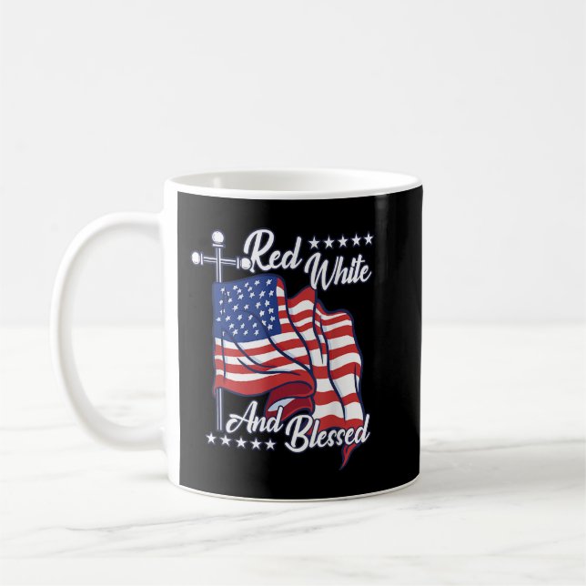 Mug Rouge Blanc et bienheureux USA Drapeau Christian J (Gauche)