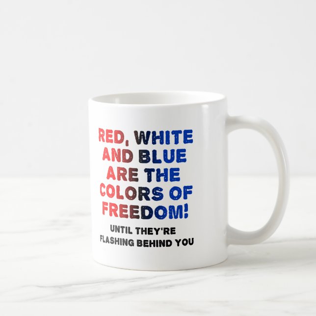 Mug rouge blanc et bleu drôle (Droite)