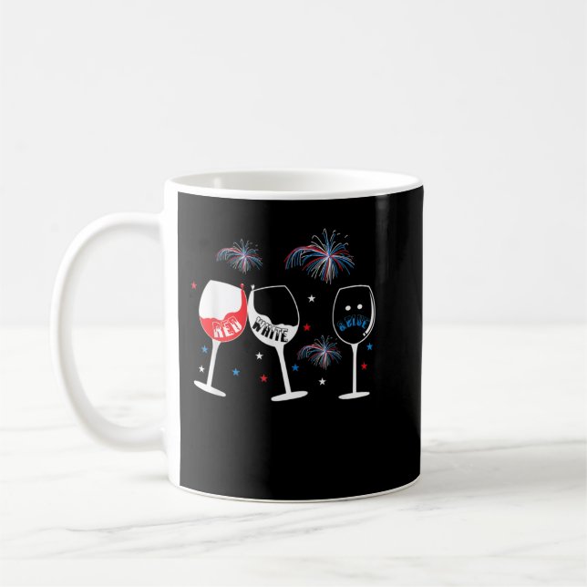 Mug Rouge Blanc et Bleu Funny Vin Verre Tee pour la 4è (Gauche)