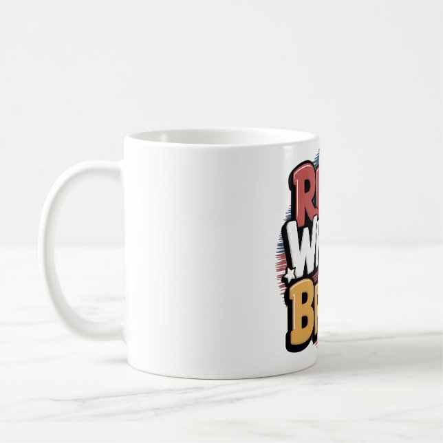 Mug Rouge blanc et brasse drôle graphique (Gauche)