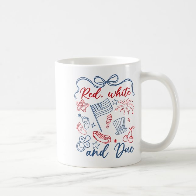 Mug Rouge Blanc Et Enceinte 4 Juillet Grossesse Été Us (Droite)
