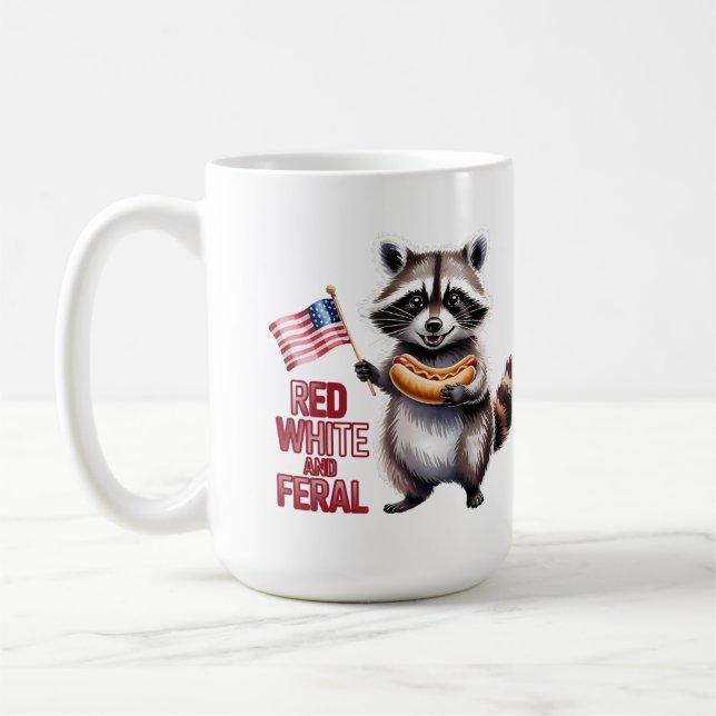 Mug Rouge Blanc Et Feral Et Raccoon Libre (Gauche)