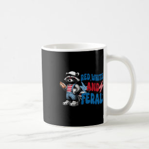 Mug Rouge Blanc Et Feral Funny Raccoon Usa Drapeau Ind