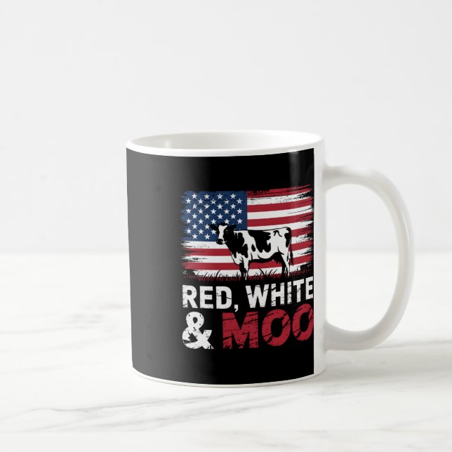 Mug Rouge Blanc Et Lune _ Patriotique Vache Drapeau Am (Droite)