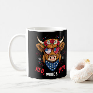 Mug Rouge Blanc et Moo Vache Highland 4 juillet 250 An