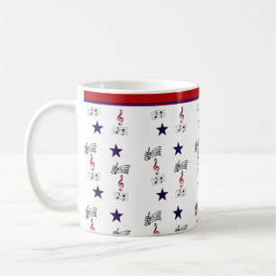 MUG ROUGE BLANC ET MUSIQUE