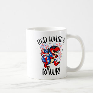 Mug Rouge Blanc Et Rawr Drôle De Dino T-rex Dinosaurus