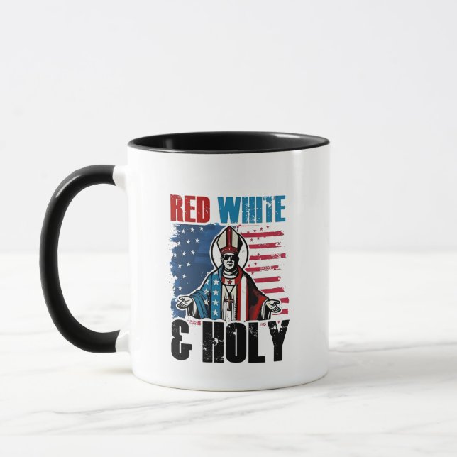 Mug Rouge Blanc et Saint Pape Léon XIV, 4 juillet  (Gauche)