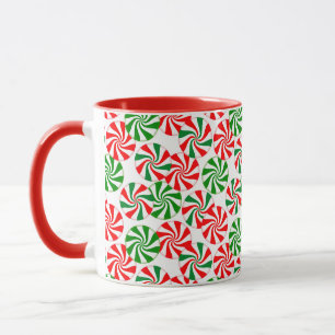 Mug Rouge blanc et vert Peppermenthe Motif