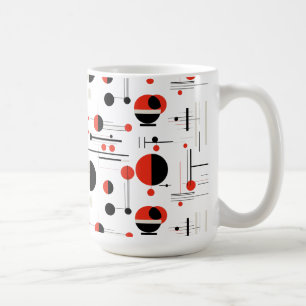 Mug Rouge blanc noir Bauhaus formes géométriques motif
