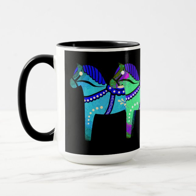 Mug Rouge/bleu/rose/vert Nordic Folk Dala cheval (Gauche)