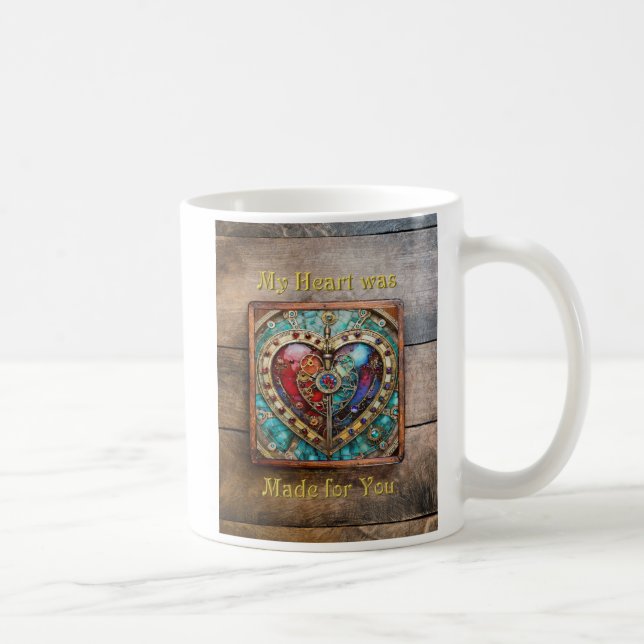 Mug Rouge & Bleu Vitrail Heart Steampunk Series (Droite)