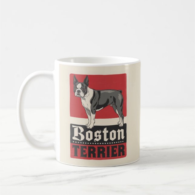 Mug rouge Boston Terrier (Gauche)