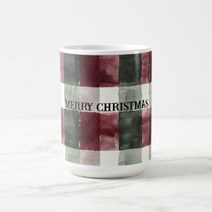 Mug Rouge Bourgogne Crème verte Blanc Plaid