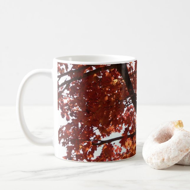 Mug Rouge Branches d'érable Couleurs d'automne (Avec donut)