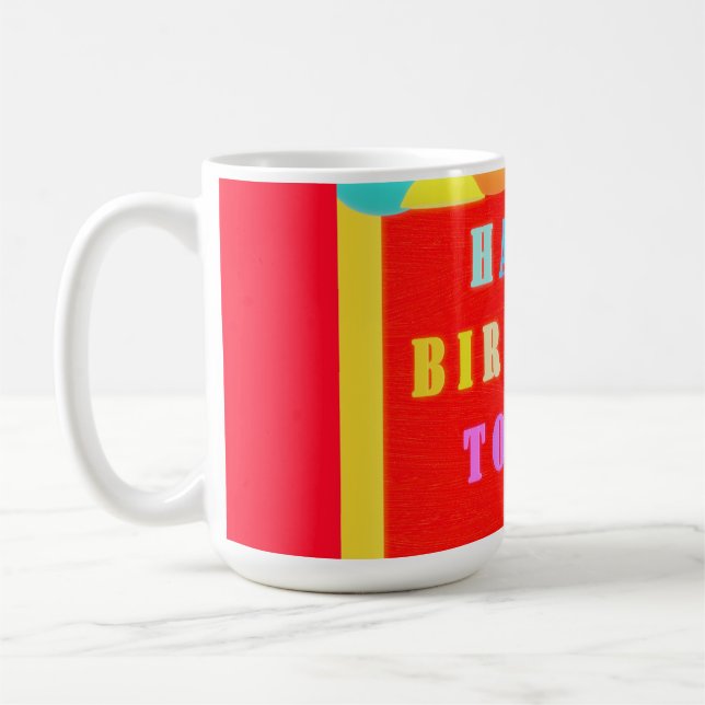 Mug Rouge brillant plus couleurs mélangées heureux ann (Gauche)