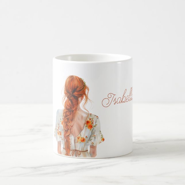 Mug Rouge Cheveux Tressés Robe Florale (Centre)