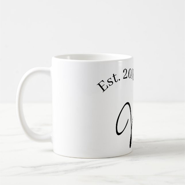 Mug Rouge cœur de femme mariée année. Future épouse de (Gauche)