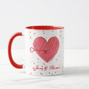 Mug Rouge Coeurs roses Élégant Moderne Cute Valentines