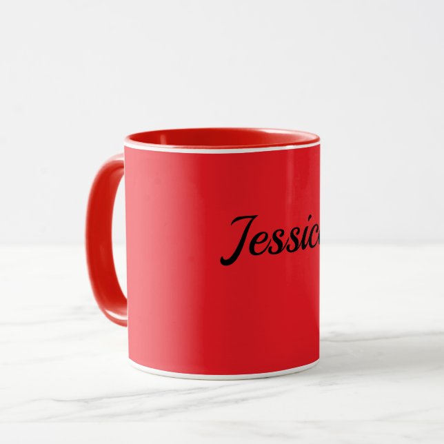 Mug Rouge, couleur rouge uni MODÈLE, personnalisable, (Devant gauche)