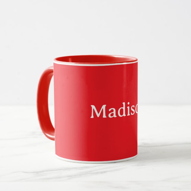 Mug Rouge, couleur rouge uni MODÈLE, personnalisable, (Devant gauche)
