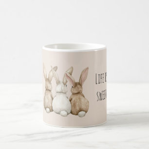 Mug Rouge Crème Trois Lapins Mignons