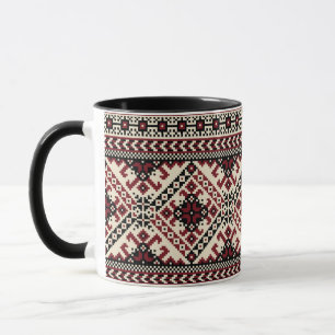 Mug rouge d'art populaire traditionnel ukrainien v