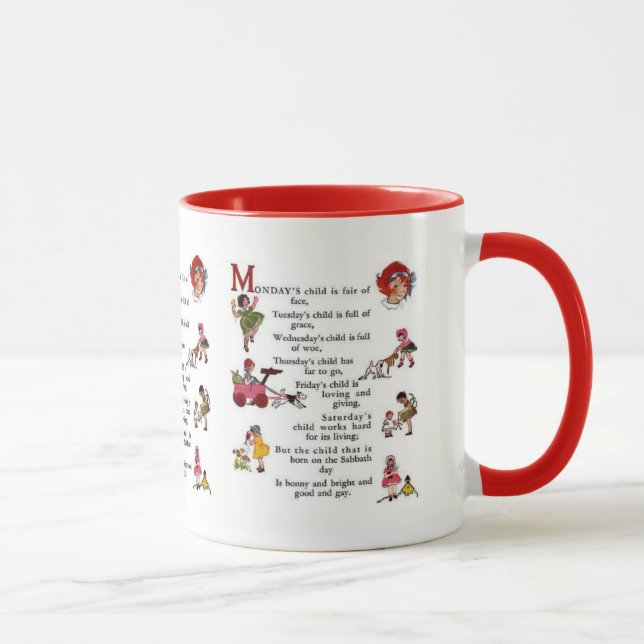 Mug Rouge de l'enfant de lundi (Droite)