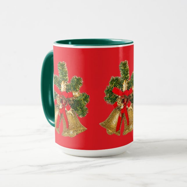 Mug Rouge de Noël et Vert de Fête (Devant gauche)