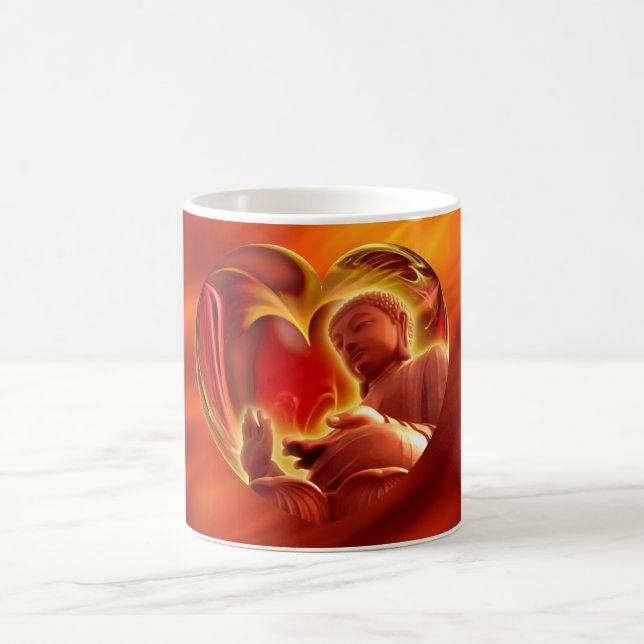 Mug Rouge du feu du coeur | de BOUDDHA (Centre)