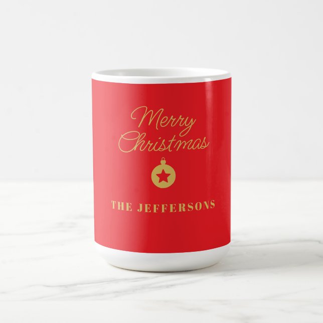 Mug Rouge Éclatant & Couleurs Or Joyeux Noël (Centre)