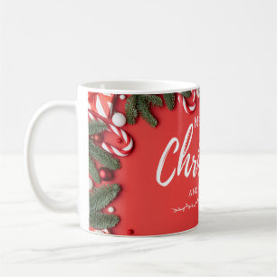 Mug Rouge et blanc minimaliste Joyeux canapé de Noël