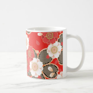 Mug Rouge et blanc Sakura Japonais Kimono