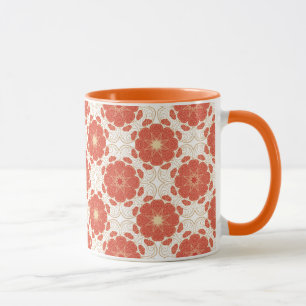 Mug Rouge et motif floral de dentelle d'or