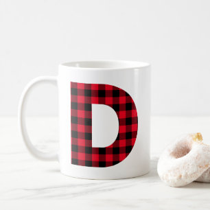 Mug Rouge et noir Buffalo Check Bold Lettre D Monogram