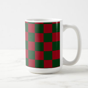 Mug Rouge et Vert Classique Imprimé Damier de Noël