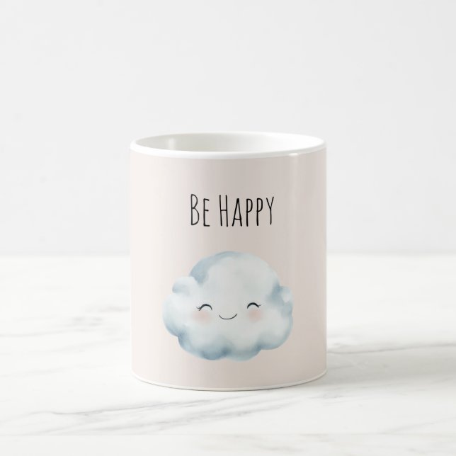 Mug Rouge Être Heureux Nuage   (Centre)