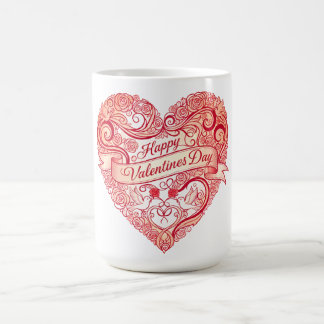 Mug Rouge Floral Ancien Coeur Saint-Valentin Classique