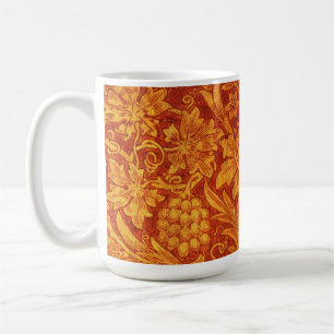 Mug Rouge floral et jaune doré, motif de Wm Morris