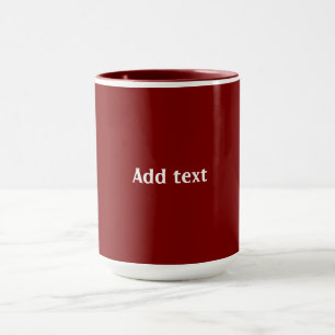 Mug Rouge foncé, Maroon couleur solide, texte blanc,