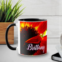 Rouge Gerber Daisy Flower Script Custom