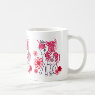 Mug Rouge Girly mignon de licorne de bébé