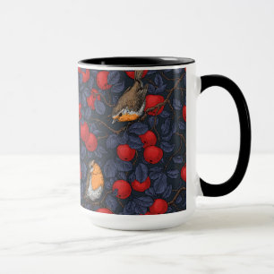 Mug Rouge-gorges dans le pommier/bleu et rouge 