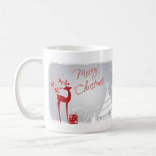 Mug Rouge, gris Joyeux Noël Snowflakes Musique en céra