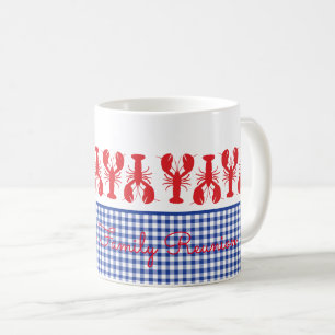 Mug Rouge Homard Bleu Blanc En vichy Côte Texte person