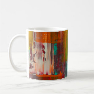 MUG ROUGE JAUNE BLEU ET BLANC PEINTURE ABSTRAITE