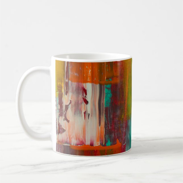 MUG ROUGE JAUNE BLEU ET BLANC PEINTURE ABSTRAITE (Gauche)