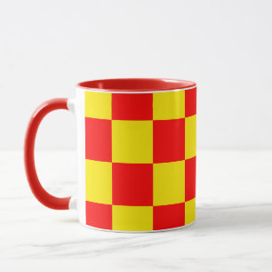 Mug Rouge Jaune Chèque À damiers Motif Design